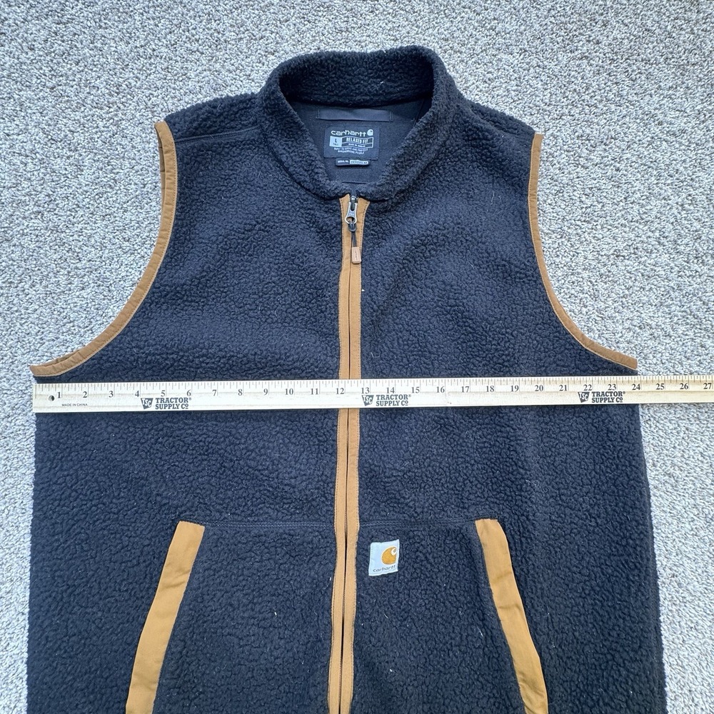 Men's Carhartt Textured Fleece Vest Size L Full Zip Black Jacket Work OV4995-M - Picture 5 of 6
